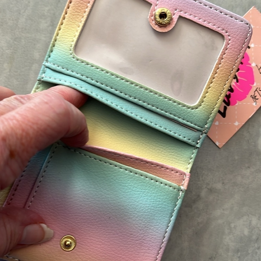 Betsey Johnson LBMONEY GREY MULTI Luv Betsey Wallet Multi bright colors NWT - Picture 7 of 12